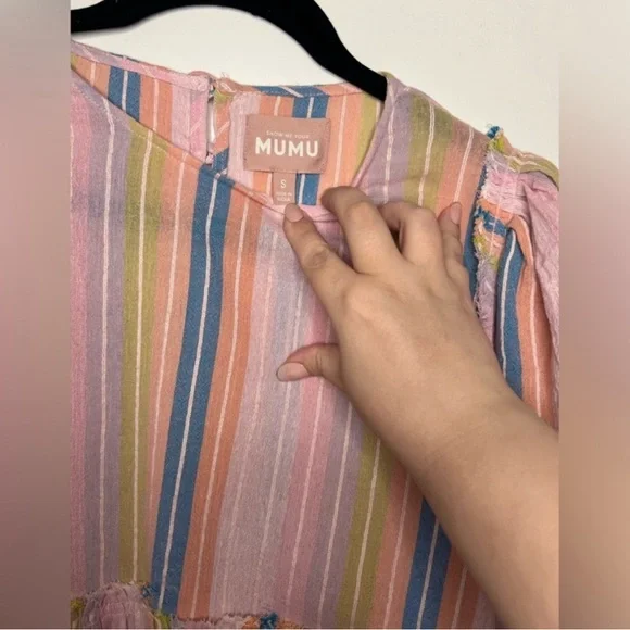Show Me Your Mumu Brooks Babydoll Mini Dress Paradise Stripe Small NWT Cotton - Picture 3 of 14